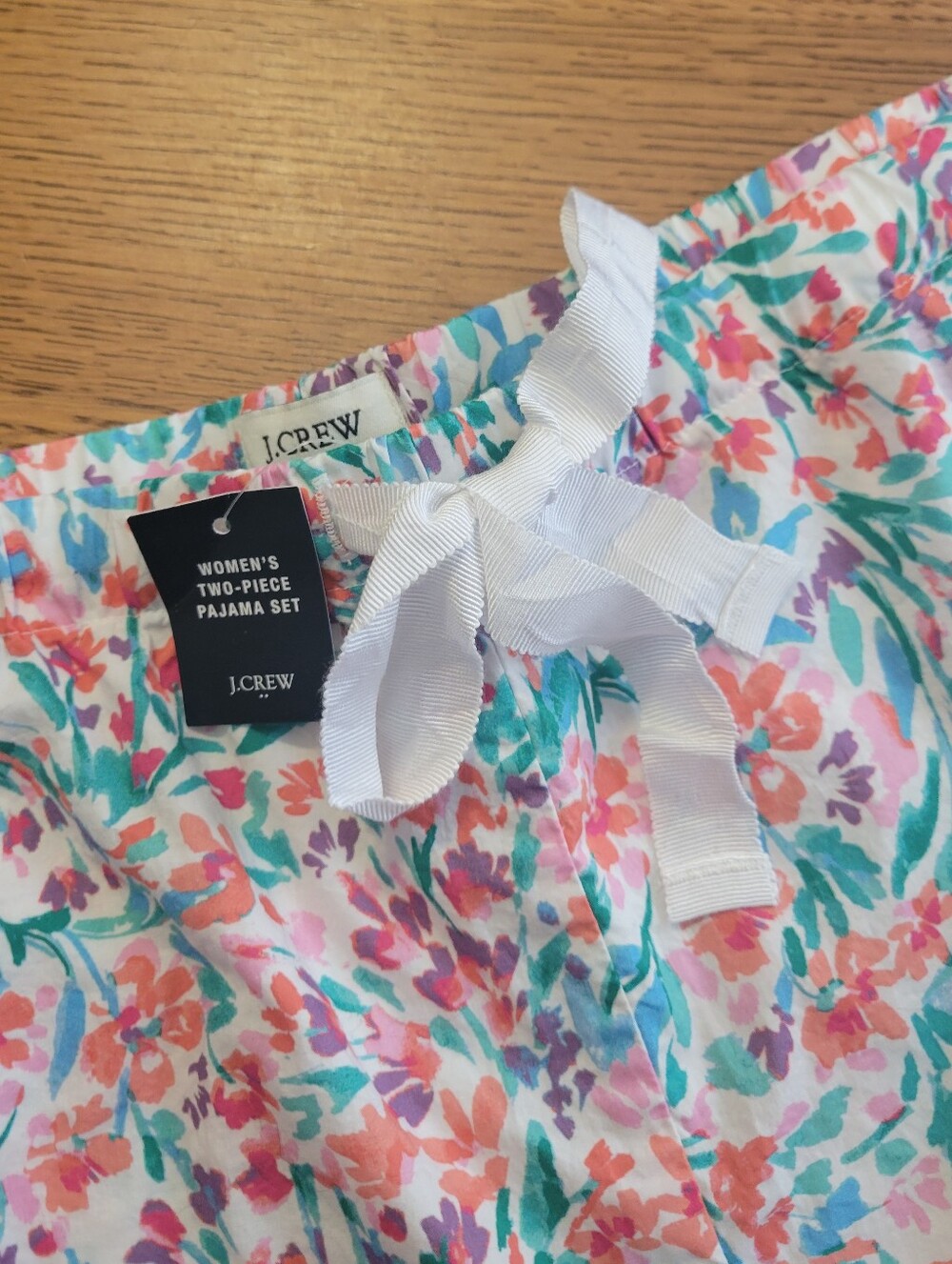 J. Crew Factory Short-Sleeve Cotton Short Pajama Set - White Bright Spearmint - Picture 7 of 11